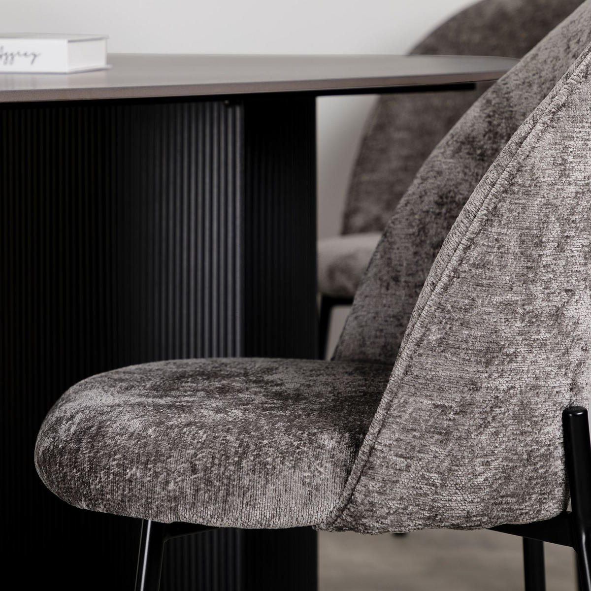 ESSGRUPPE LISANDRO - Dunkelgrau, Metall (160/75/90cm) - IDIMEX