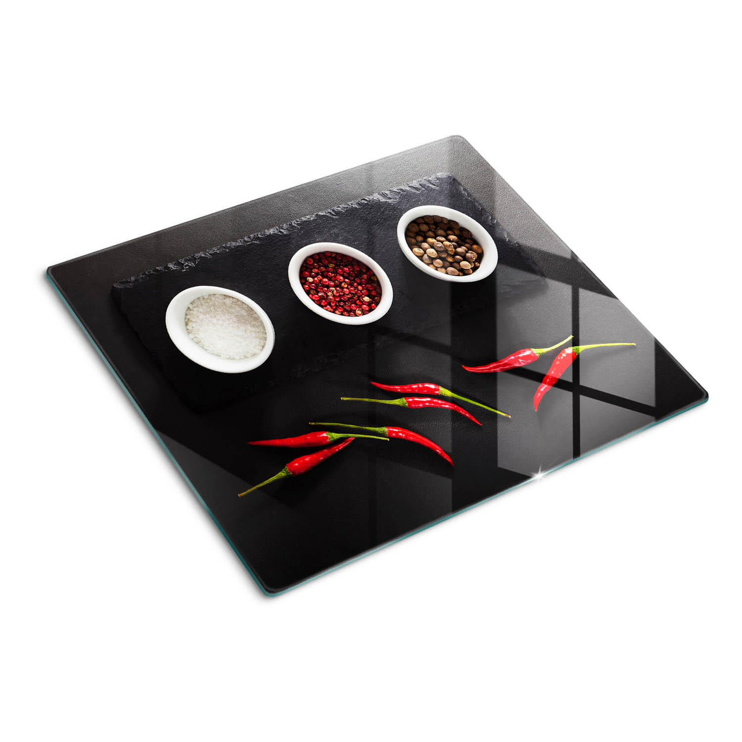 GLASPLATTE 60x52 cm Gewürze und Chili - Rot, Glas (60/0.4/52cm) - TULUP