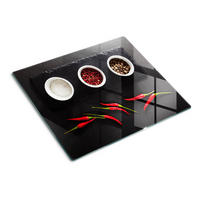 GLASPLATTE 60x52 cm Gewürze und Chili - Rot, Glas (60/0.4/52cm) - TULUP