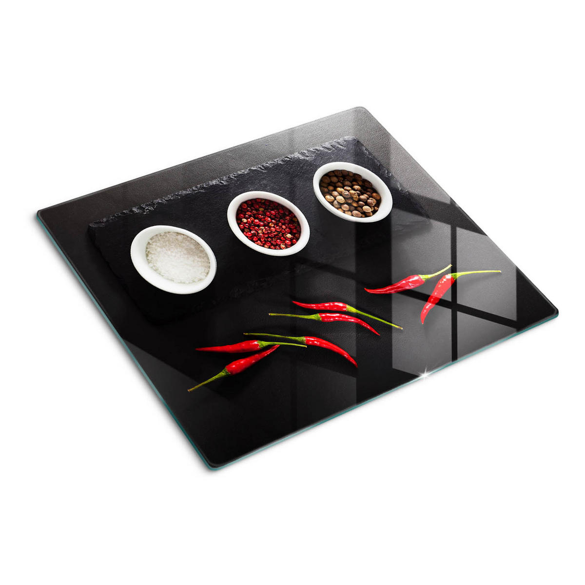 GLASPLATTE 60x52 cm Gewürze und Chili - Rot, Glas (60/0.4/52cm) - TULUP