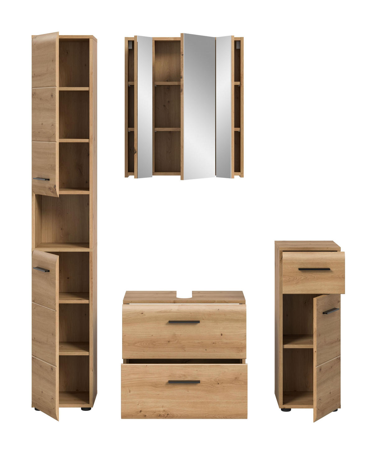 BAD-SET ICE 4-tlg. (B/H/T: ca. 150/185/30 cm) in Artisan Oak Nachbildung/Artisan Oak Nachbildung - Eiche Artisan, Holz (150/185/30cm)