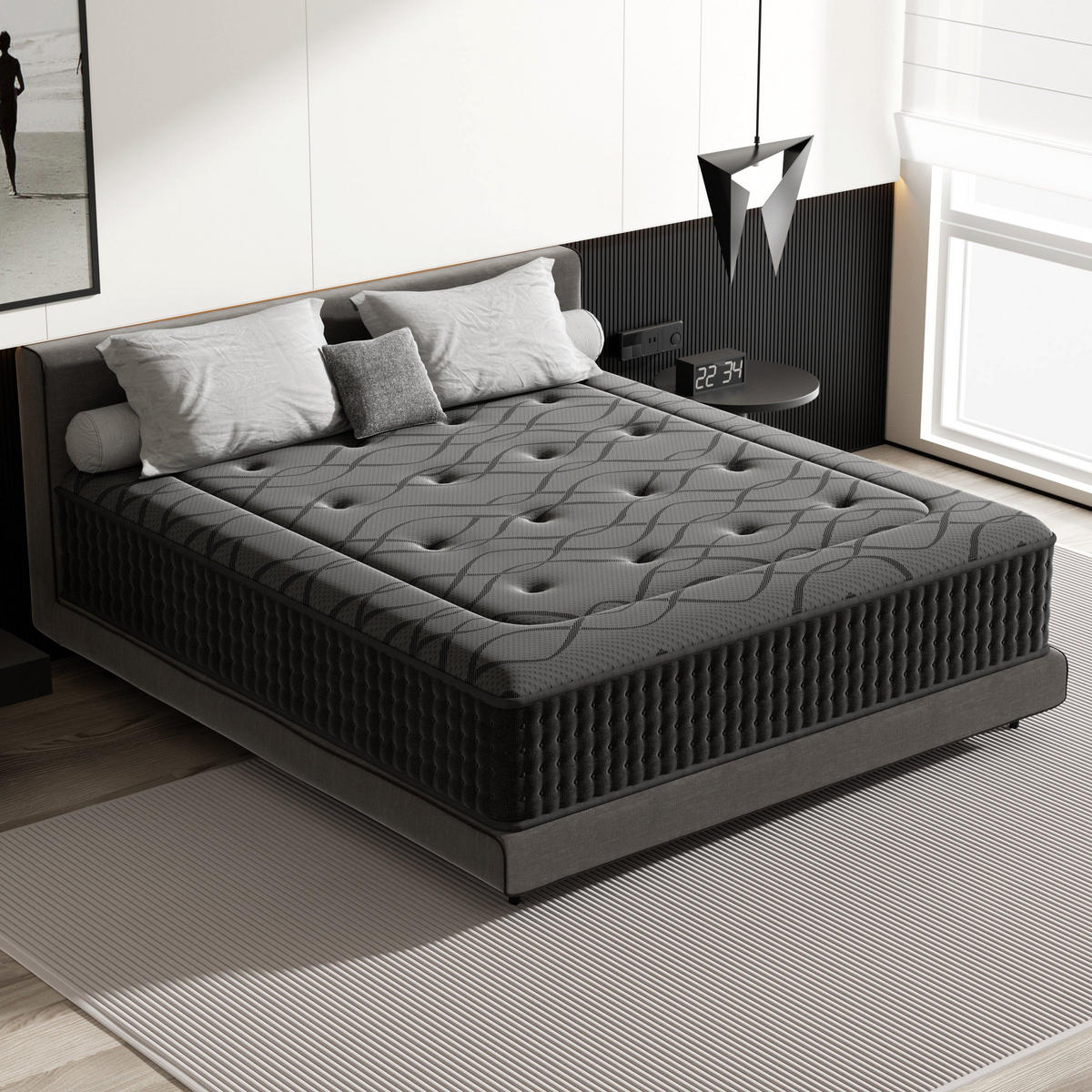 FEDERKERNMATRATZE 90/200 cm, Höhe ca.: 30 cm, Formschaum und Federkern - Multicolor, Textil (90/190cm) - DEWINNER
