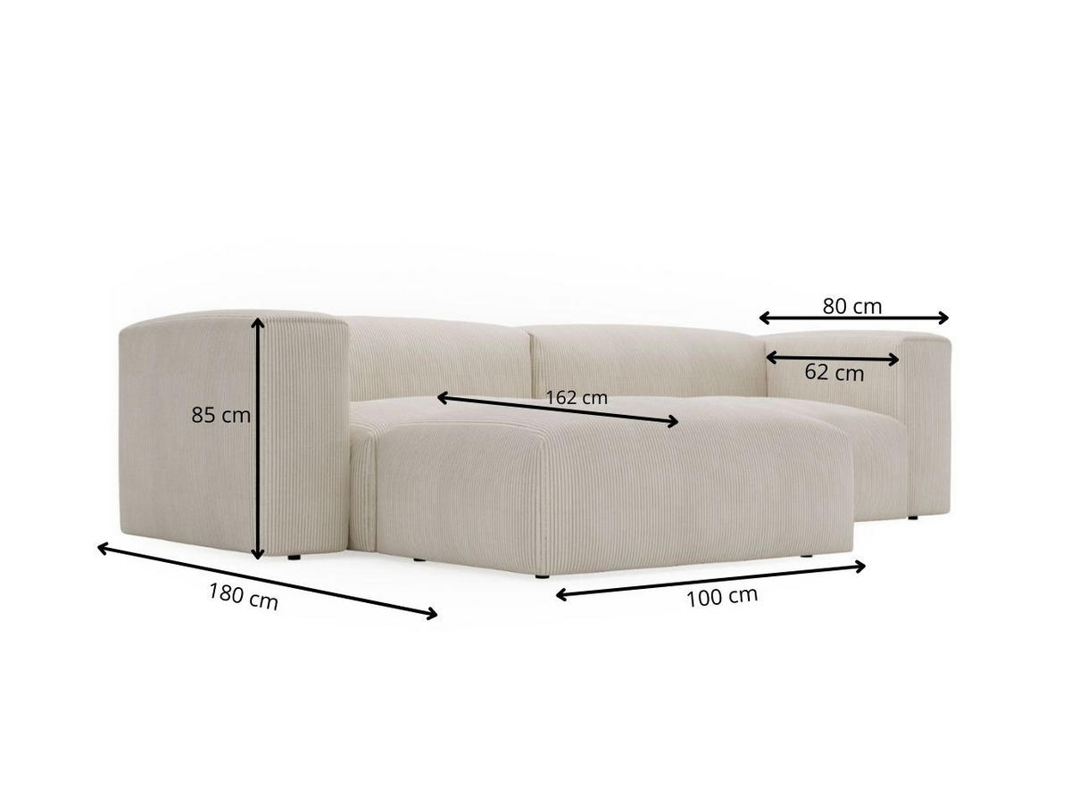 ECKSOFA Landi Creme Links - Creme/Schwarz, Kunststoff/Textil (180/240cm) - Graingold