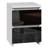 NACHTTISCH bella2 weiss-schwarz glanz - Weiß, Holzwerkstoff (30/40/30cm) - roe furniture
