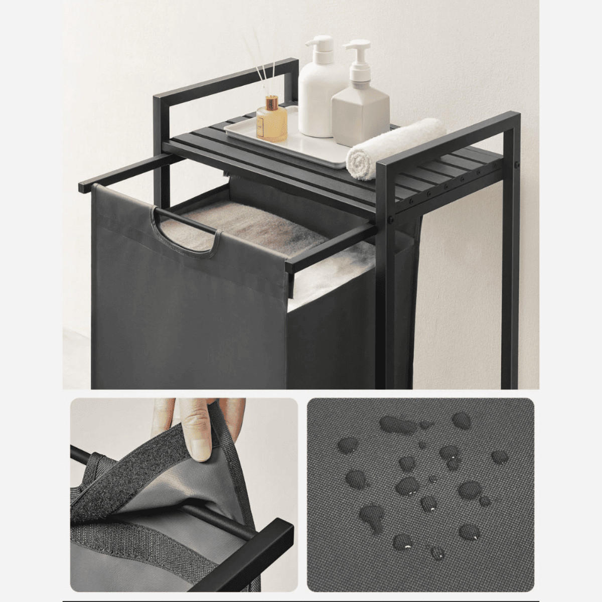 WÄSCHEKORB 1 Schublade - L50 cm - Anthrazit, Holzwerkstoff (33/76/50cm) - Calicosy