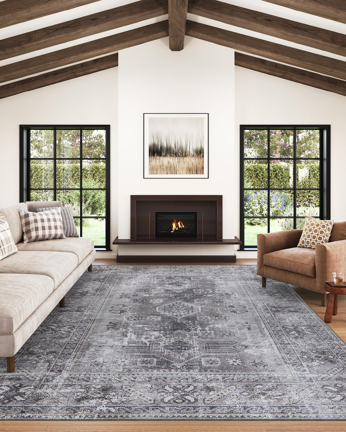 TEPPICH DUBAI grau vintage 120/180 cm - Grau, Textil (120/180cm) - Tapiso
