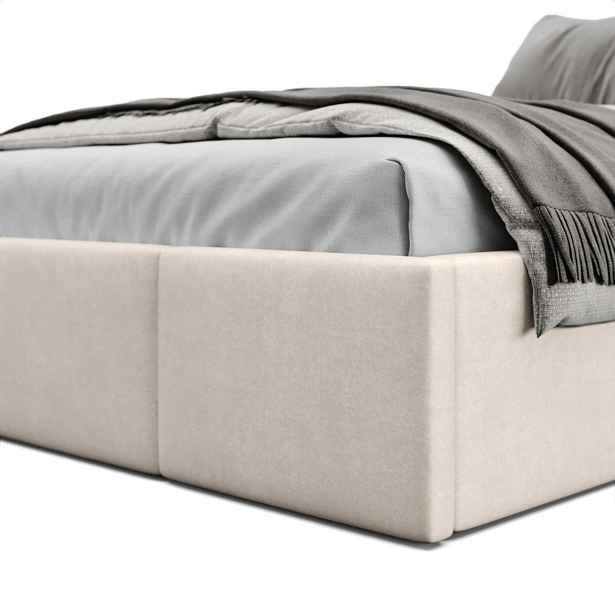 POLSTERBETT für Schlafzimmer Bett mit Stauraum Creme 120x200cm - Creme, Holzwerkstoff/Textil (120/200cm) - Muralo