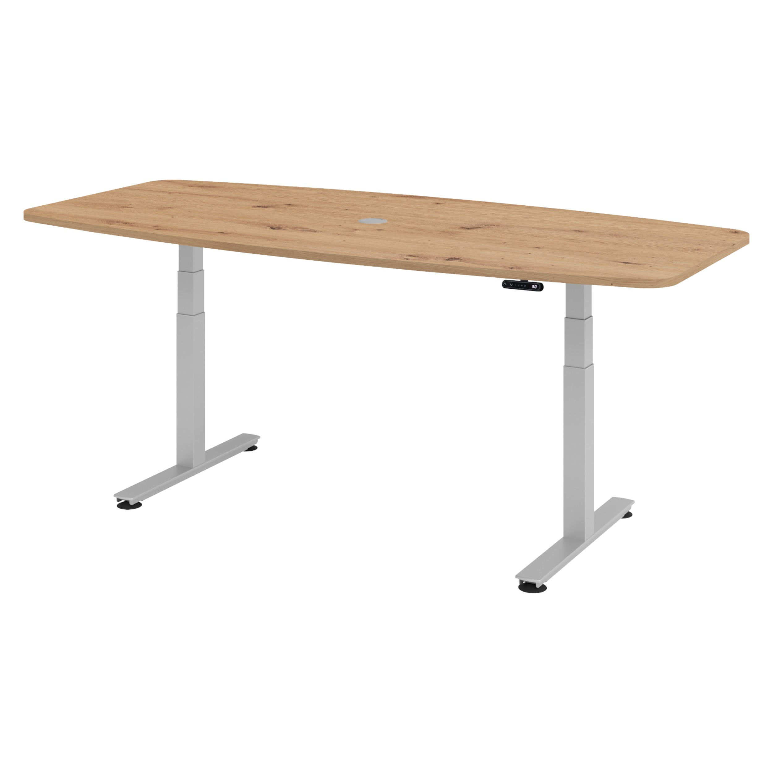 KONFERENZTISCH elektrisch XDSM22 103/220/74 cm in Wildeiche/Silberfarben - Wildeiche/Silberfarben, Holzwerkstoff (103/220/74cm) - bümö