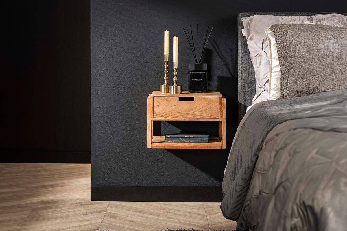 NACHTTISCH HOLYA Holz Akazie - Braun, Holz (39/27/25cm) - KAWOLA