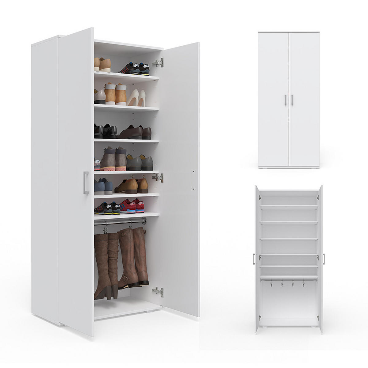 SCHUHSCHRANK Torge Weiß 80 x 178 cm - Weiß, Holzwerkstoff (80/178/39cm) - Vicco