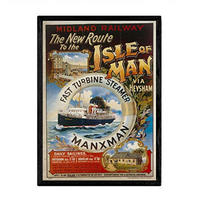 POSTER Isle Of Man Vintage A4 Schwarzer Rahmen - Schwarz, Papier (29.7/5/21cm) - Nacnic