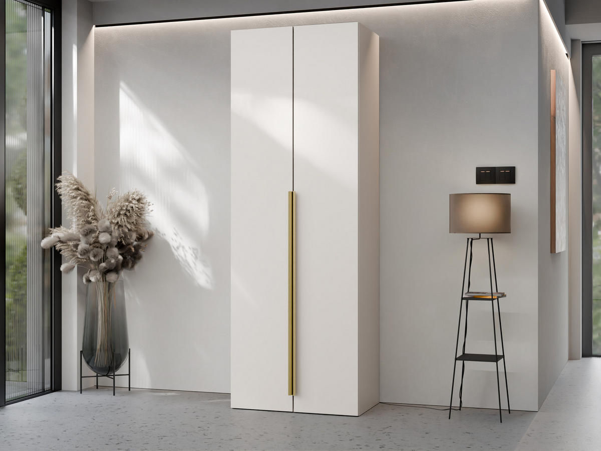 KLEIDERSCHRANK Kerkin 2D - Sandfarben/Goldfarben, Holzwerkstoff/Kunststoff (70/200/42cm) - MIRJAN24