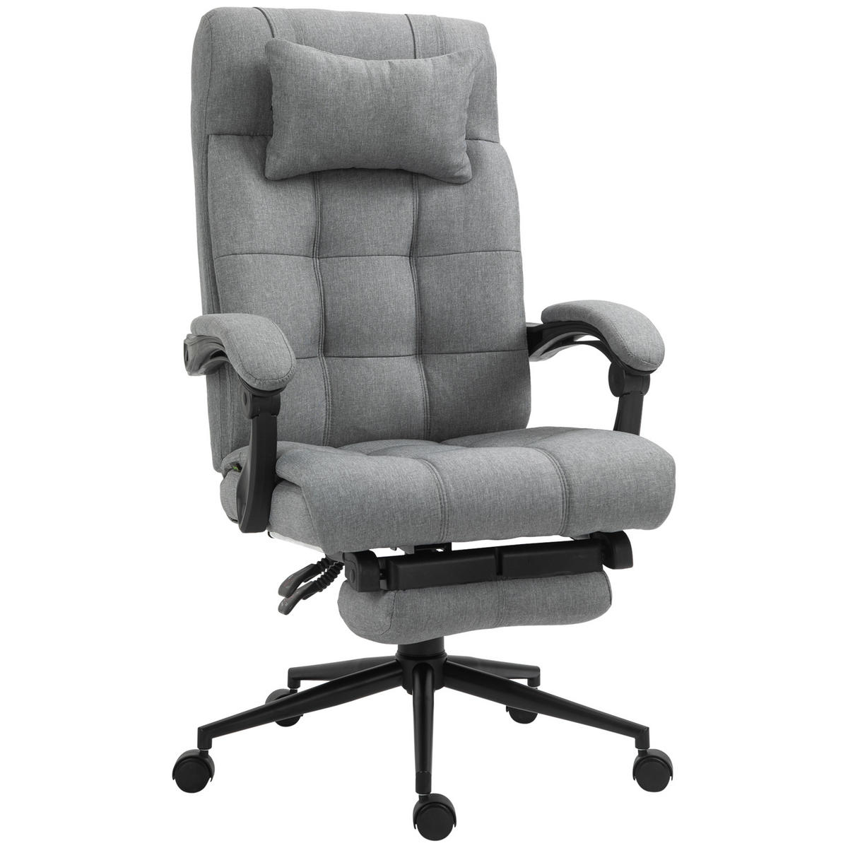 DREHSTUHL DE-05069 Liegefunktion, Fußstütze & Leinenoptik Hellgrau - Hellgrau, Metall (76/120/66cm) - ComfortXL