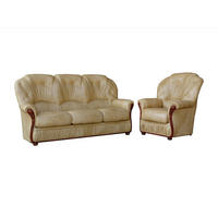 COUCHGARNITUR mit Sessel - 4 Personen - Leder - Beige - DAPHNE - Beige, Leder (83/97/91cm) - Vente-Unique