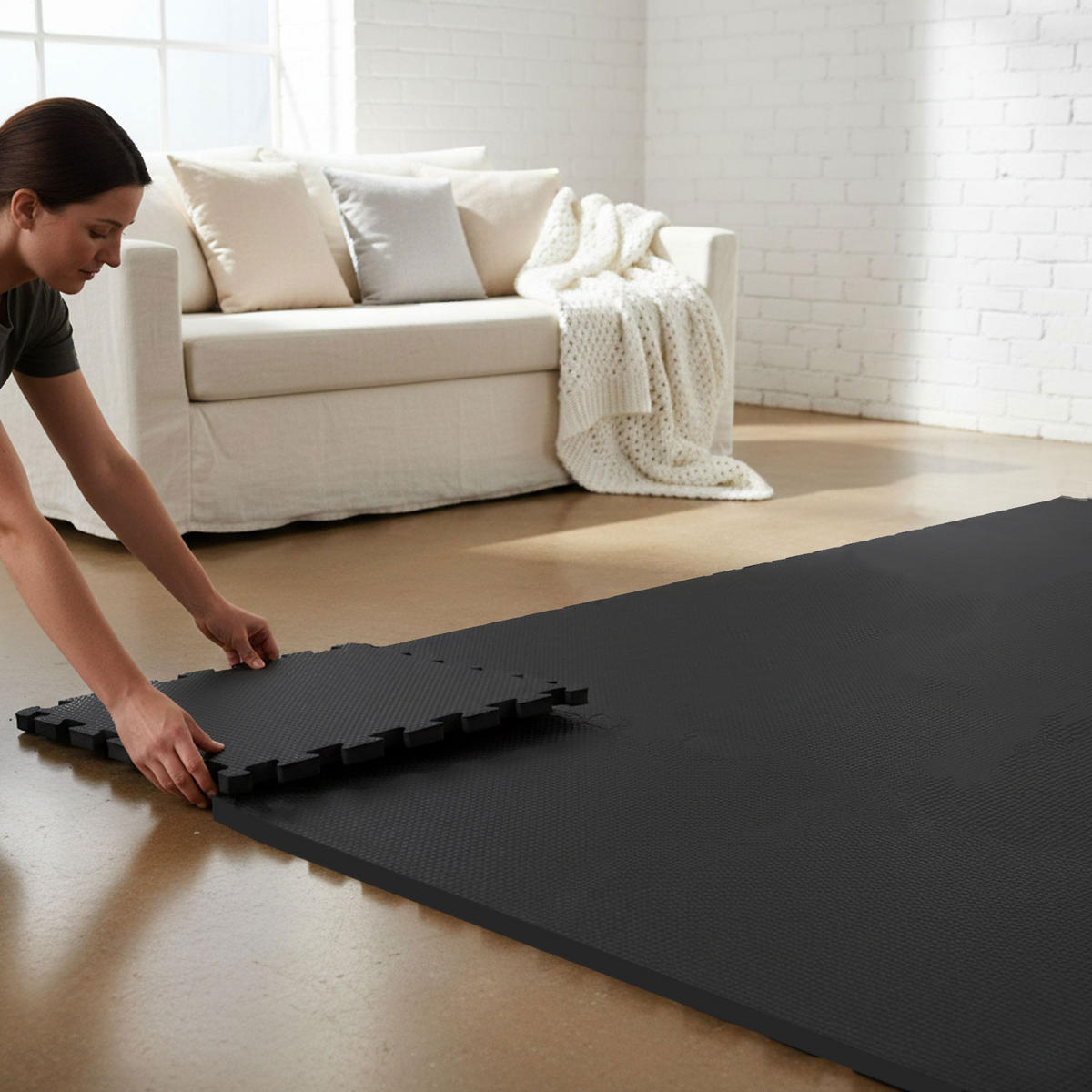 BODENSCHUTZMATTE 30x30x1 cm, Schwarz, 9er Set - Schwarz, Kunststoff (30/30cm) - eyepower