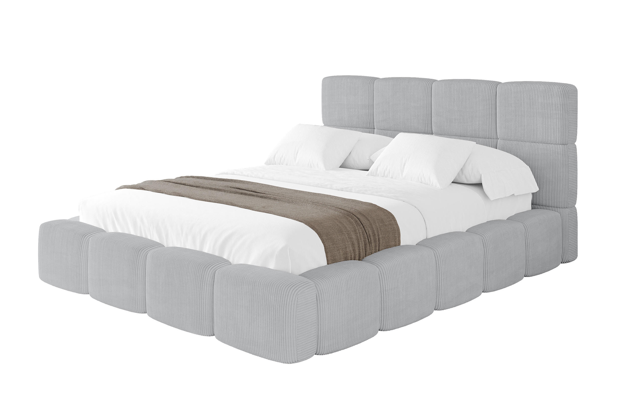 POLSTERBETT mit Bettkasten und Lattenrost, Bett mit Kopfteil, Boxbett ohne Matratze, Doppelbett mit Stauraum - NATA 140x200 Grau - Graphitfarben, Holzwerkstoff/Textil (140/200cm) - ALTDECOR