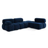 ECKSOFA Rechts Samt Stoff Blau - Blau/Schwarz, Kunststoff/Textil (285/190cm) - Makamii