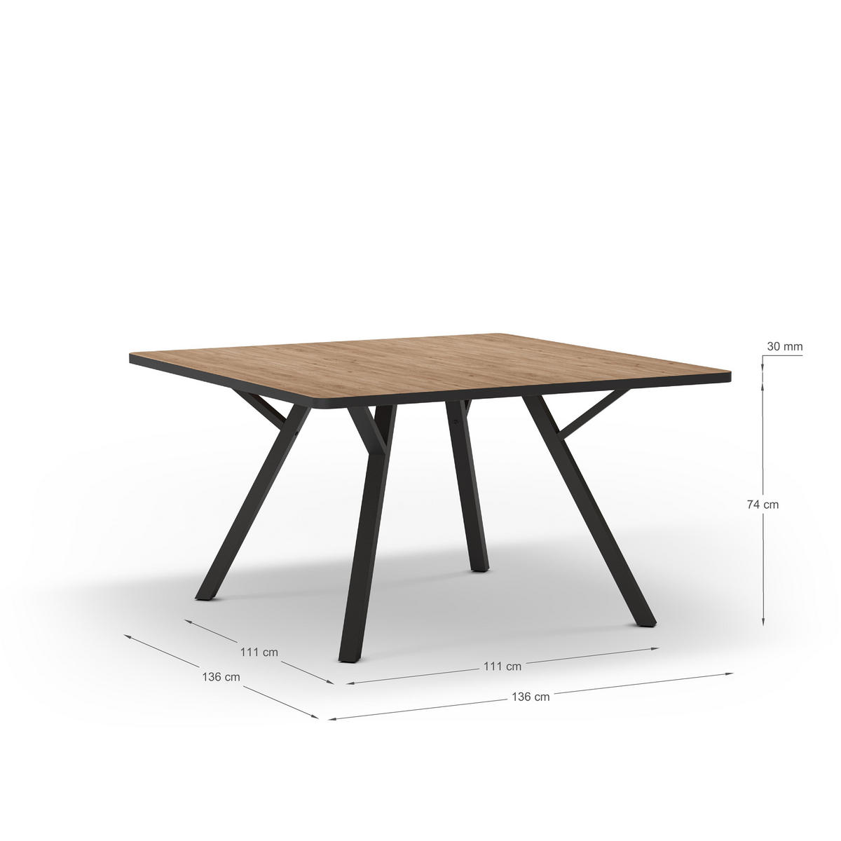 ESSTISCH Beni Braun 136/136/77 cm - Braun, Keramik (136/136/77cm) - Calicosy