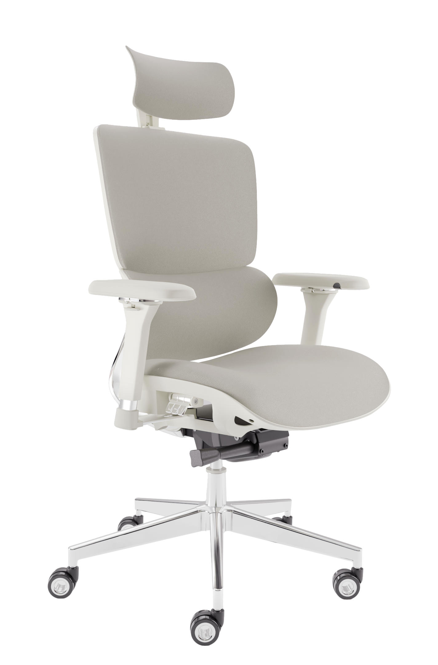 BÜROSTUHL MasterSeat Creme-Weiß - Beige/Silberfarben, Kunststoff/Textil (70/135/70cm) - Clouvou
