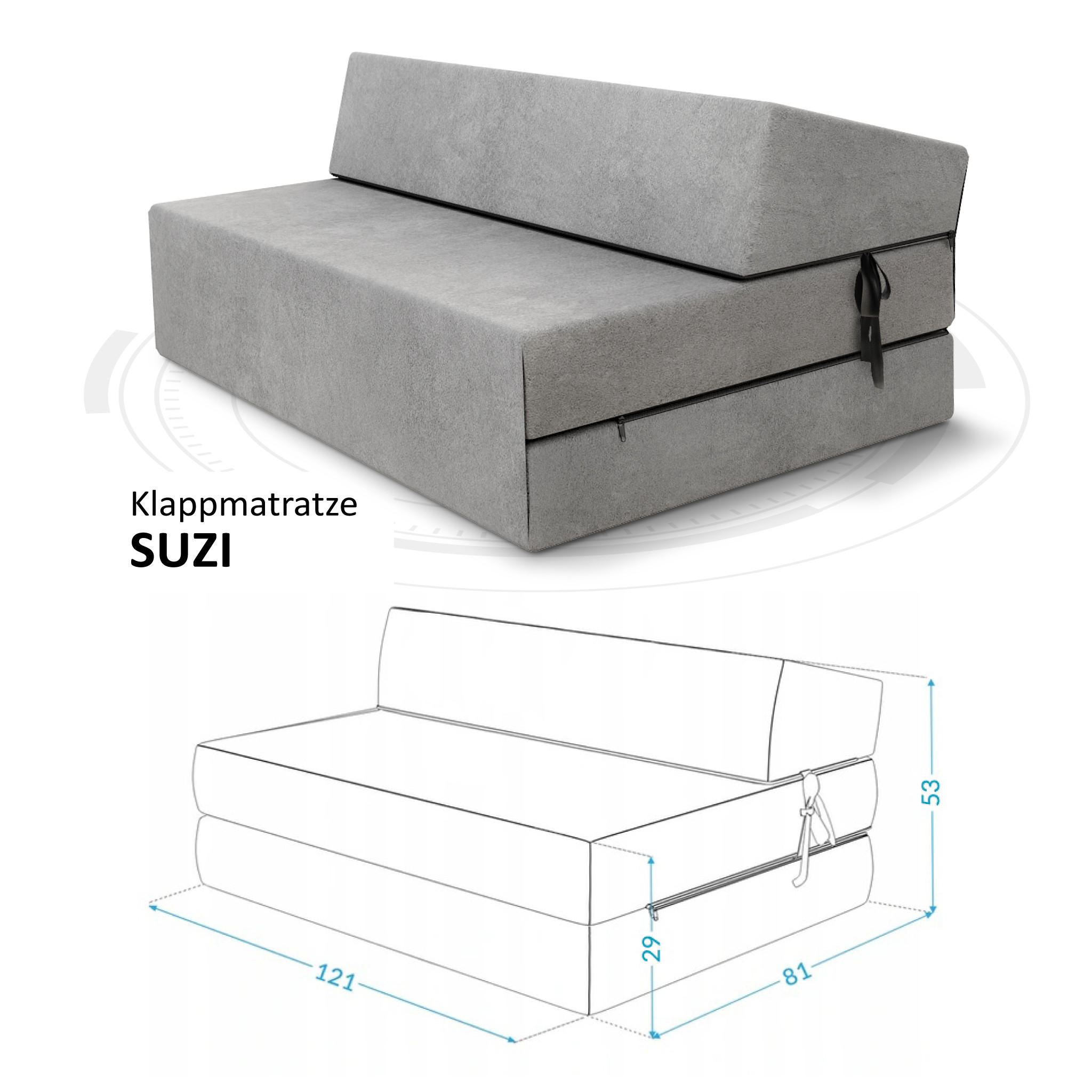 KLAPPMATRATZE SUZI MAXI - Grau, Textil (120/200cm) - FDM