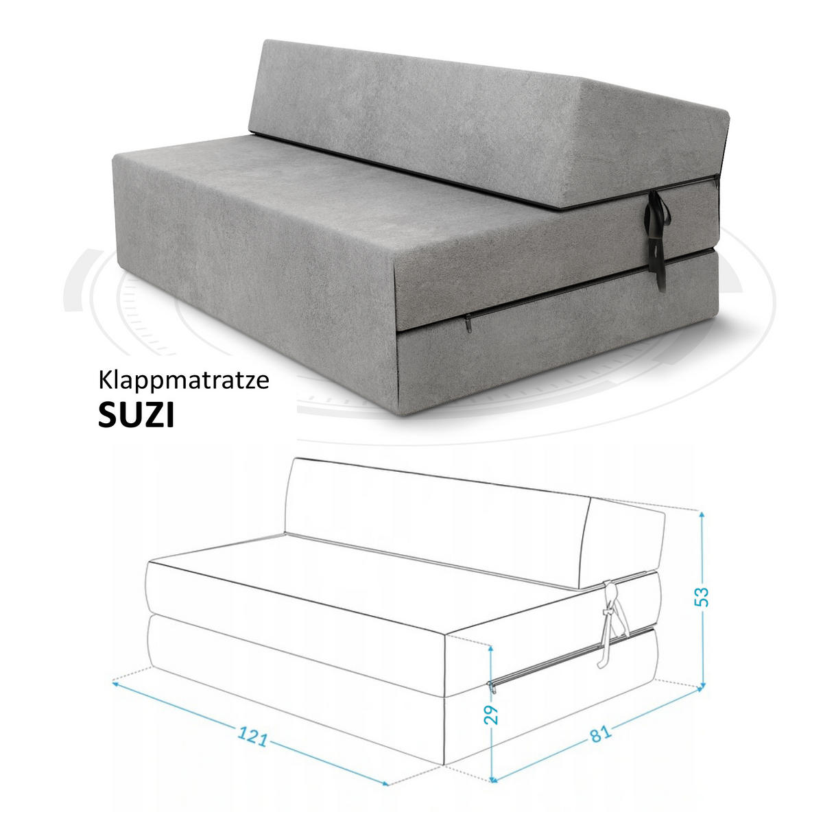 KLAPPMATRATZE SUZI MAXI - Grau, Textil (120/200cm) - FDM