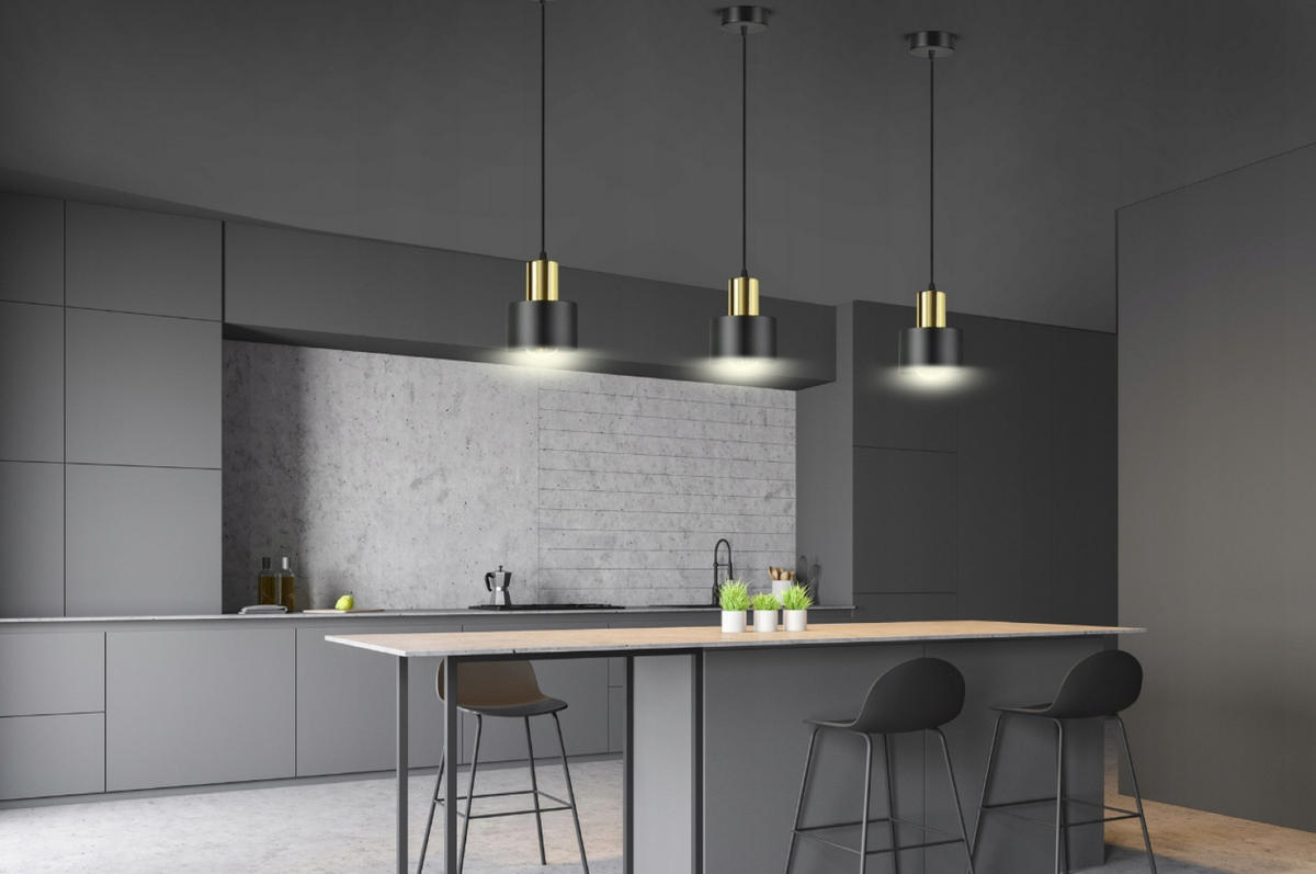 PENDELLEUCHTE BLACKSPOT - Goldfarben/Schwarz, Metall (12/12/100cm) - kiki design