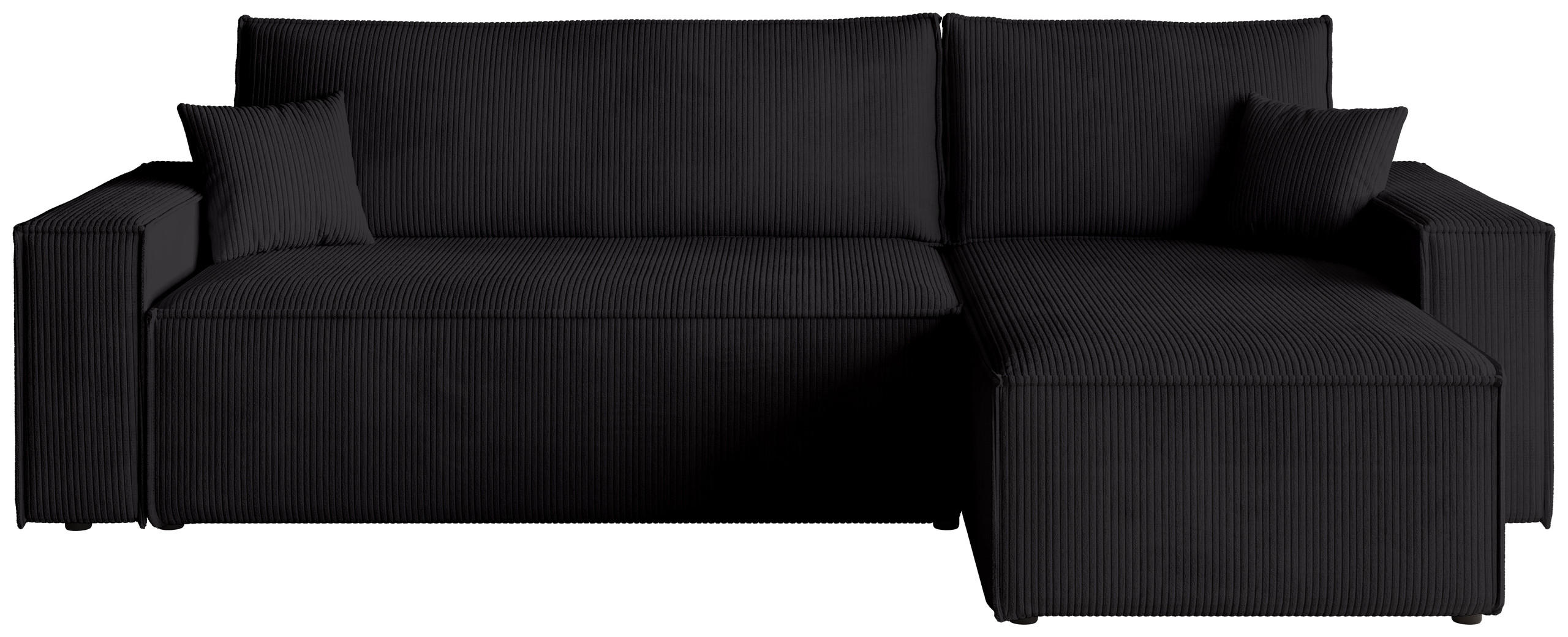 ECKSOFA ADI mit Schlaffunktion Schwarz Cord - Schwarz, Textil (244/143cm) - Bromarkt