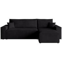 ECKSOFA ADI mit Schlaffunktion Schwarz Cord - Schwarz, Textil (244/143cm) - Bromarkt