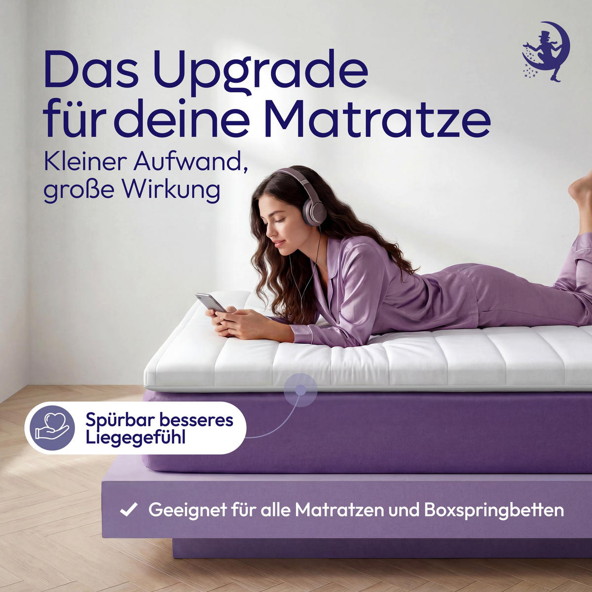 BOXSPRINGTOPPER Kaltschaum 180x200 cm – 5 cm Matratzentopper für weicheren Liegekomfort - Weiß, Textil (180/200cm) - Mister Sandman