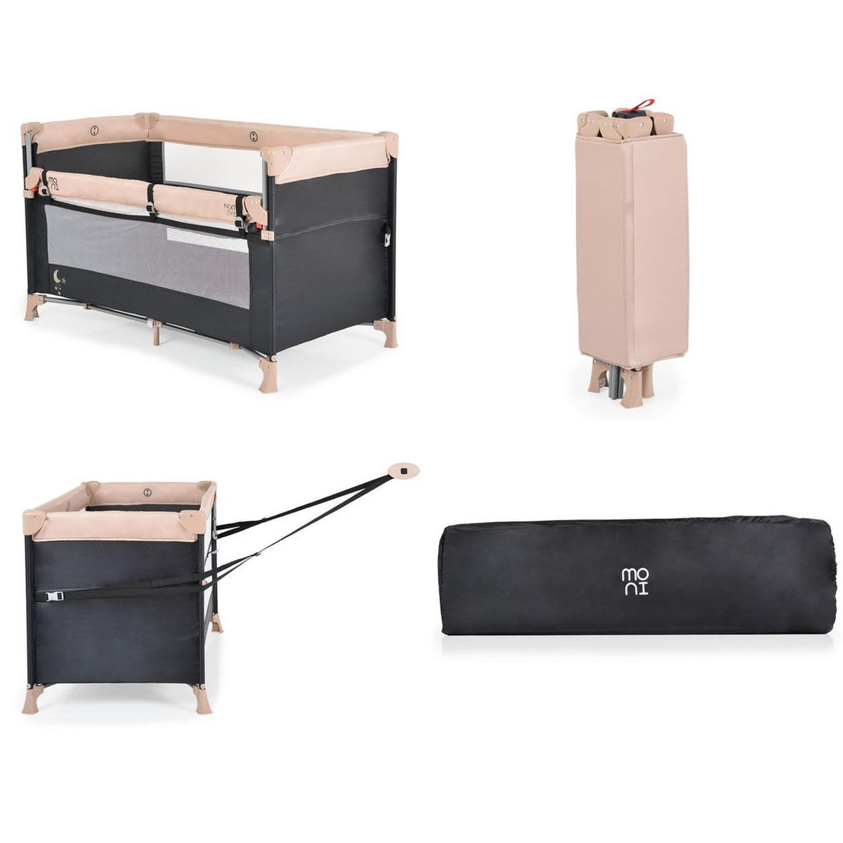 REISEBETT Next Level, 2 Ebenen beige Matratze, Seite zum klappen, Beistellbett - Beige, Kunststoff (60/120cm) - Moni