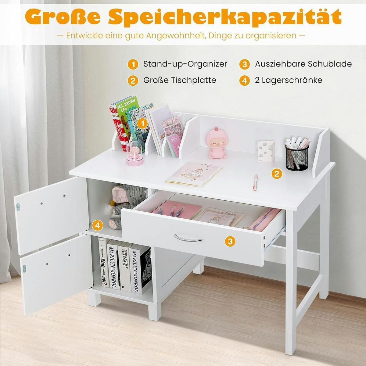 KINDERSCHREIBTISCH mit Stuhl 2-teiliges Set Weiß - Weiß, Holzwerkstoff (90.5/81/46cm)