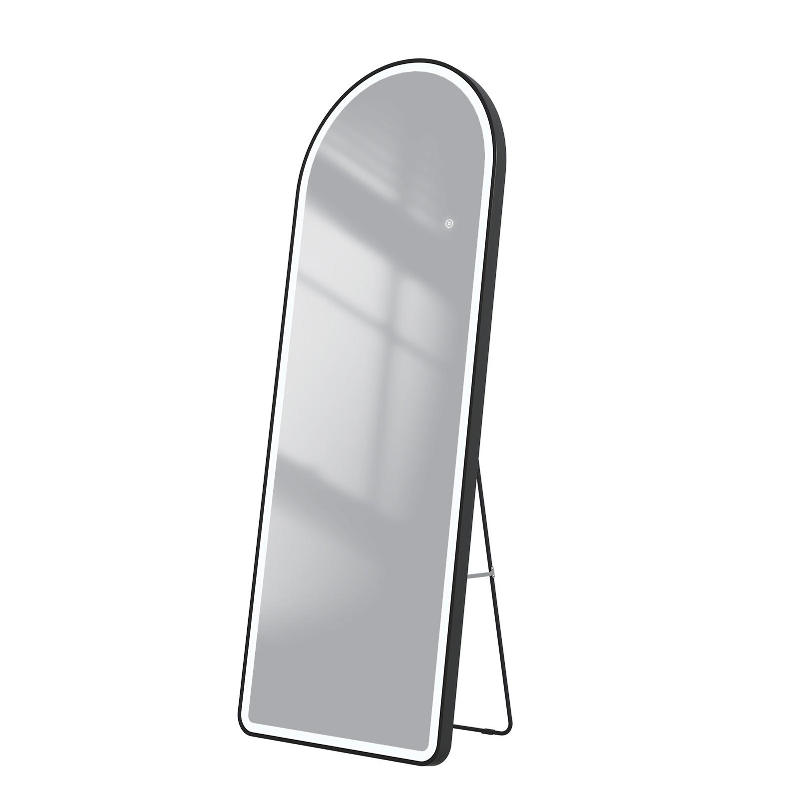STANDSPIEGEL mit Beleuchtung und Rahmen Schwarz 160/60 cm - Schwarz, Glas/Metall (60/160/160cm) - EMKE