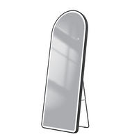 STANDSPIEGEL mit Beleuchtung und Rahmen Schwarz 160/60 cm - Schwarz, Glas/Metall (60/160/160cm) - EMKE