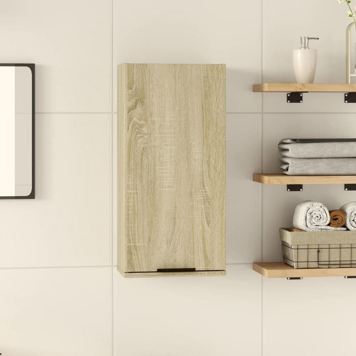 WAND-BADSCHRANK Sonoma-Eiche 32/20/67 Cm - Braun, Holzwerkstoff (20/67/32cm) - vidaXL
