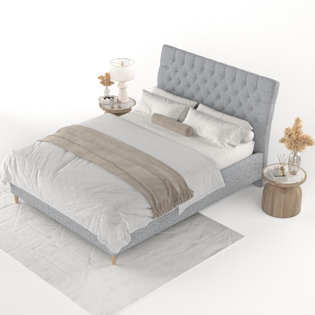 POLSTERBETT Lira 180/200 cm Grau im Riva Stoff - Naturfarben/Grau, Holz/Holzwerkstoff (180/200cm) - AltaBeds