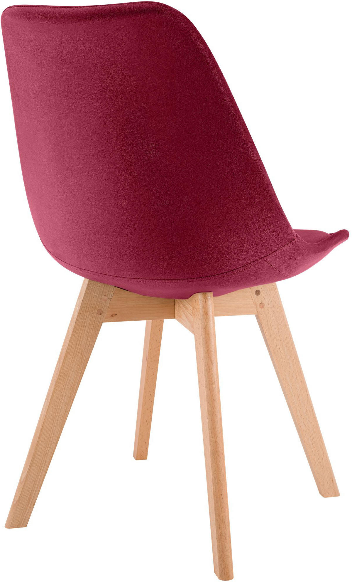 STUHL 4 Samt Rot - Eukalyptusholzfarben/Rot, Holz/Textil (49/83/50cm) - CLP
