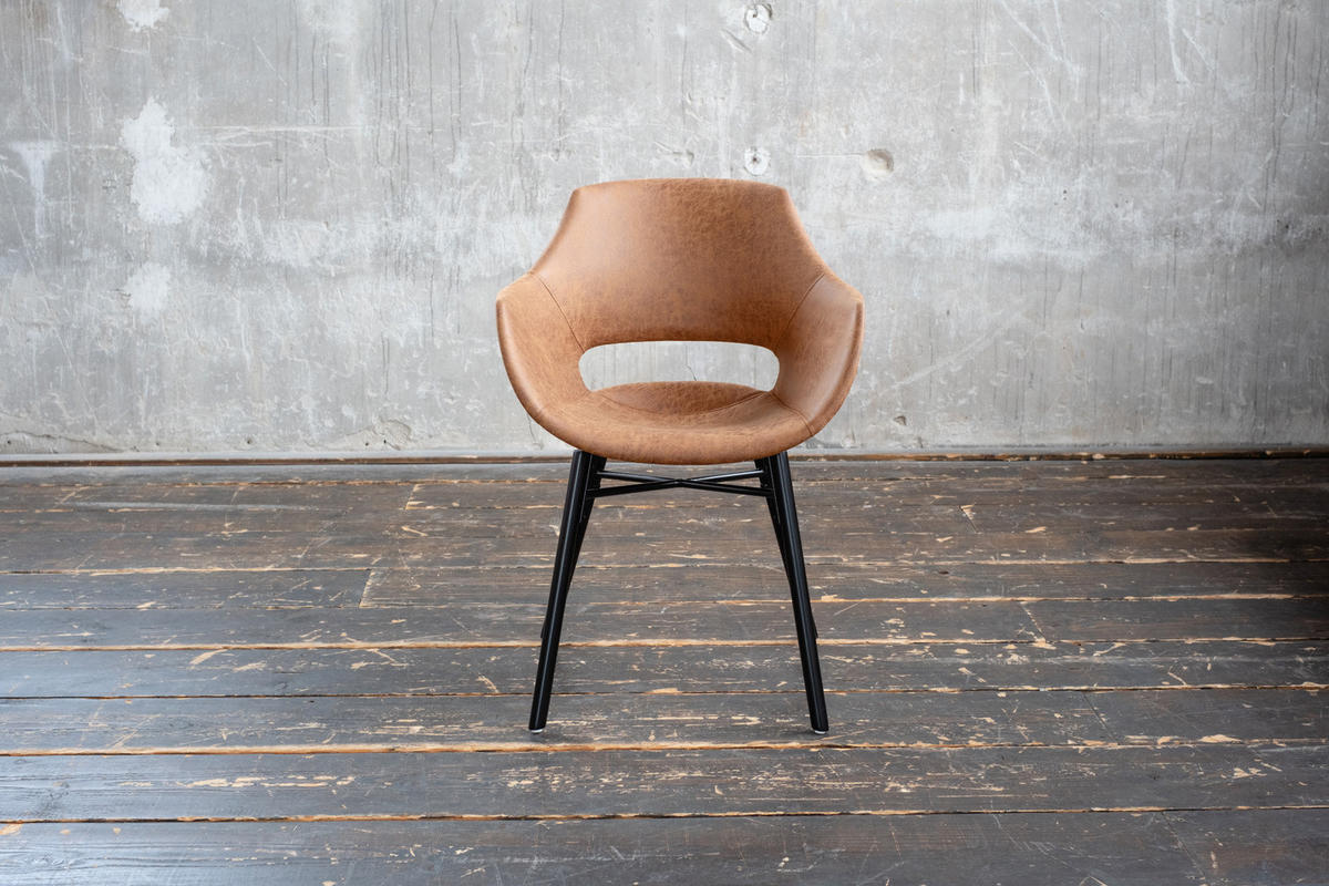 STUHL ZAJA Braun Microfaser - Dunkelbraun/Braun, Textil (57/82/59cm) - KAWOLA