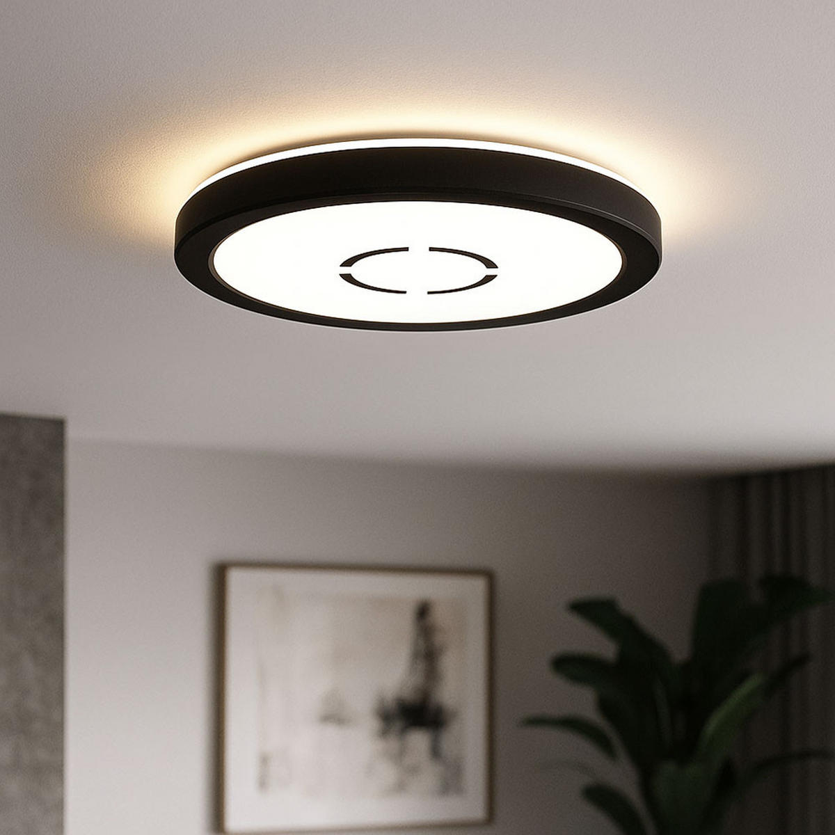 LED DECKENLEUCHTE Backlight Schwarz - Schwarz, Kunststoff (19/19/2.8cm) - Briloner