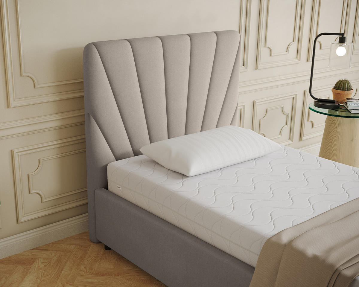 POLSTERBETT Ray 100 x 200 cm mit Bettkasten und Lattenrost ohne Matratze - beige - Beige, Holz (100/200cm) - Homesy