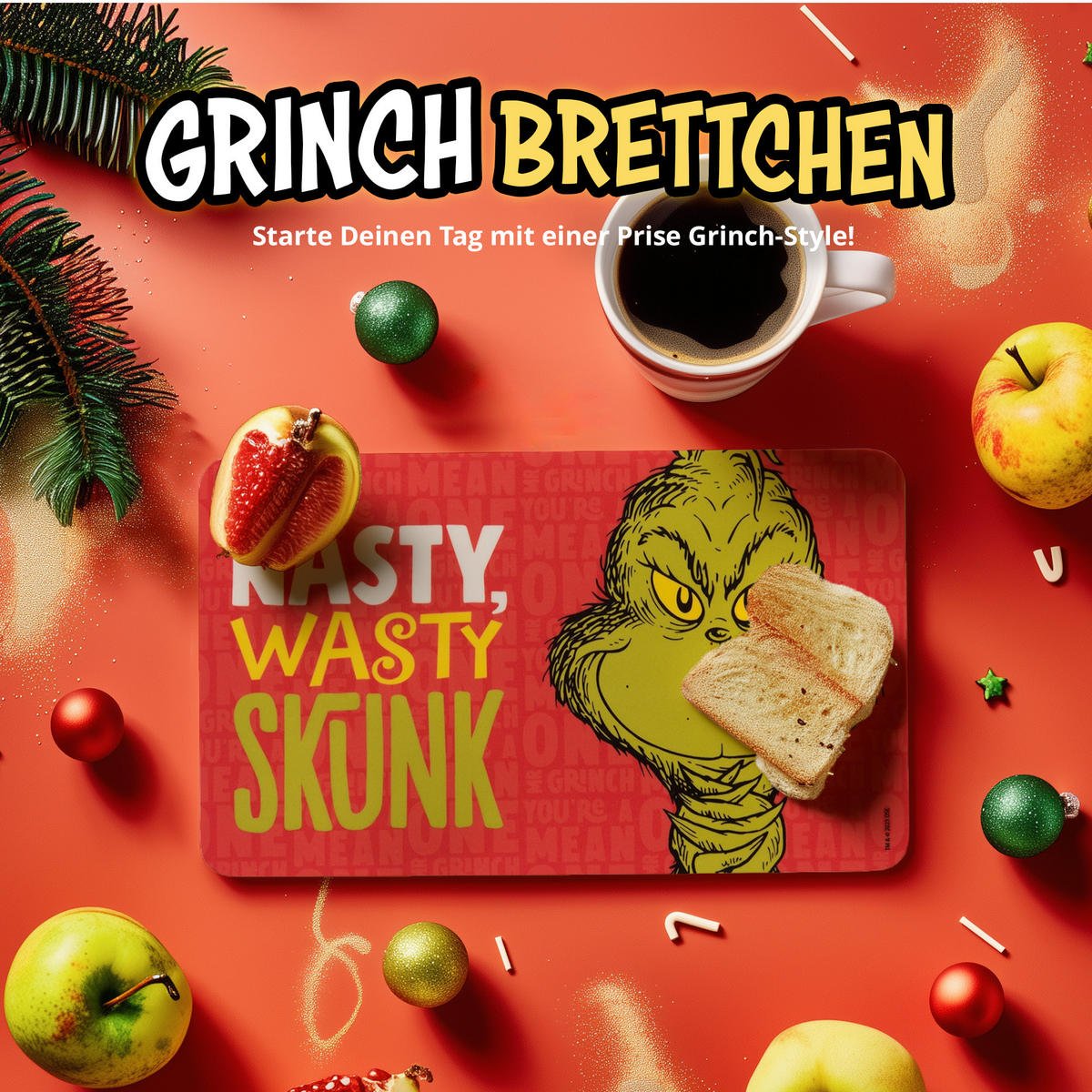 BRETTCHEN The Grinch Nasty Wasty Skunk Rot 14,5 x 23,5 cm - Rot, Kunststoff (14.5/23.5cm) - United Labels