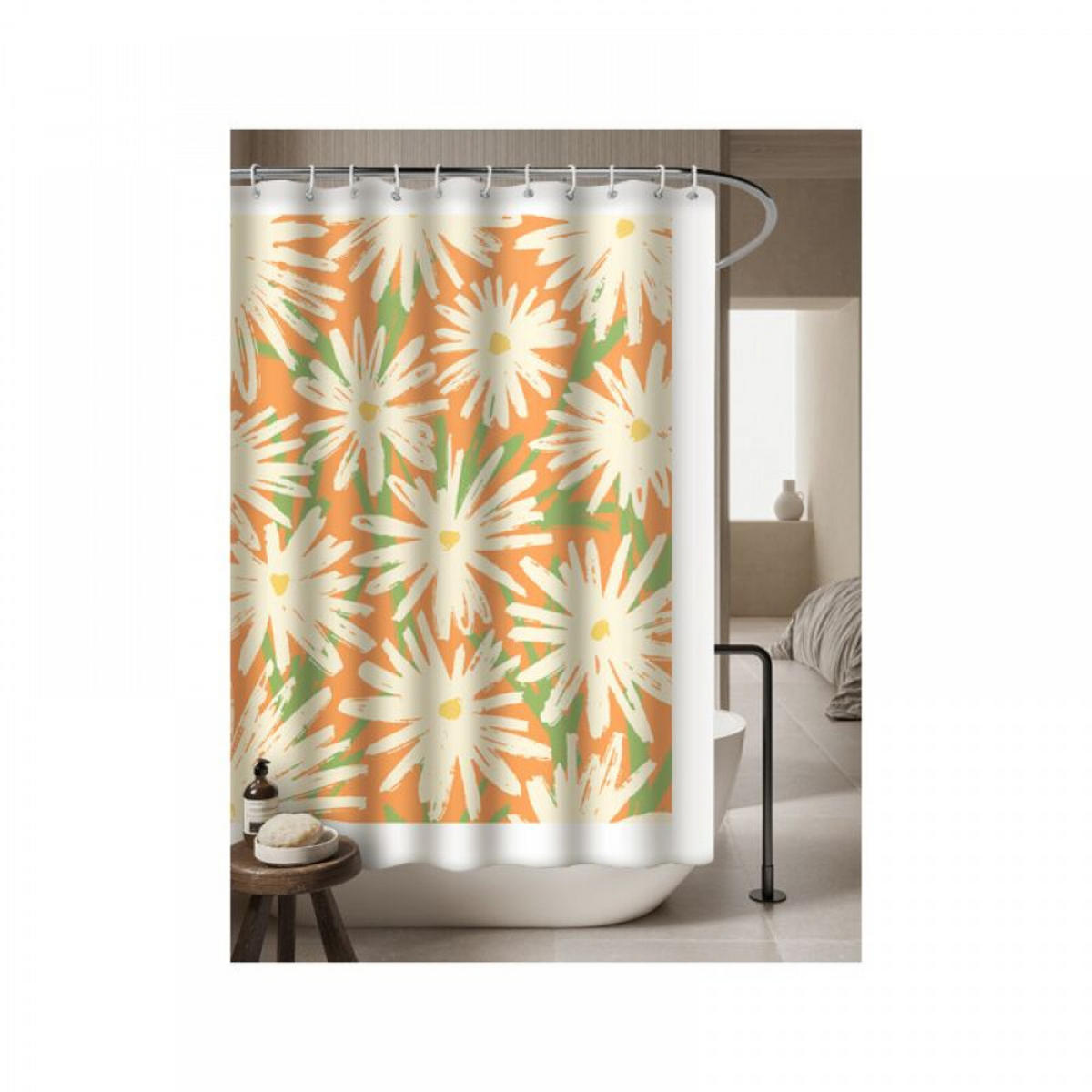 DUSCHVORHANG Polyester schnelltrocknend wasserdicht mit Haken - Gelb, Textil (180/200cm) - MCBOSON
