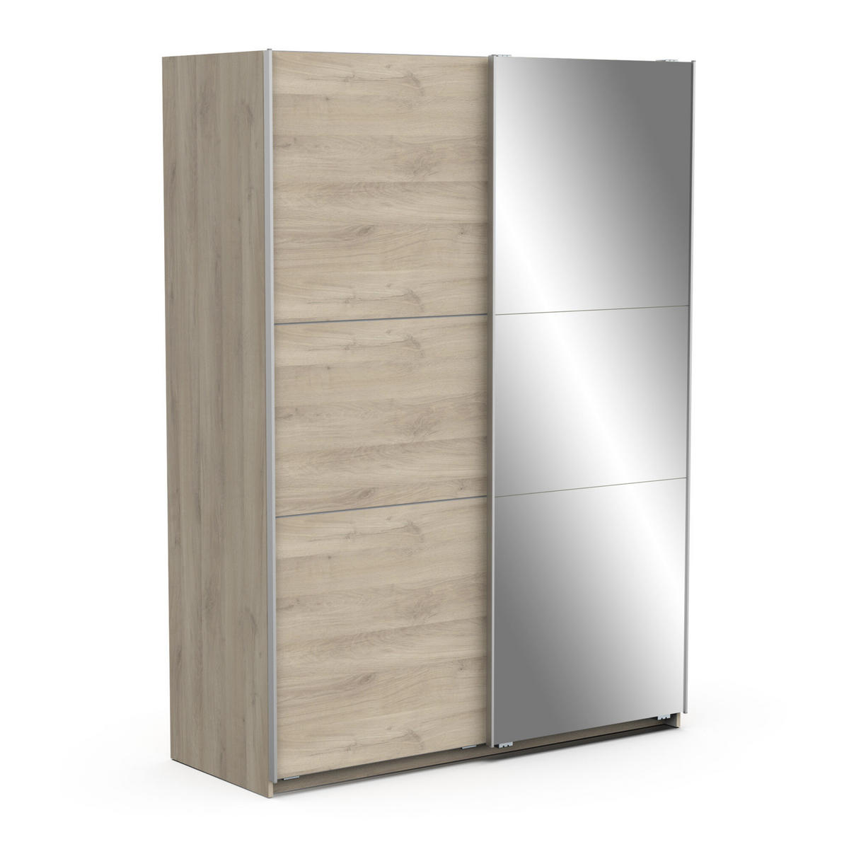 SCHRANK, 2 Schiebetüren mit Spiegel - GHOST - Eiche - 148 x 59,8 x 203 cm - Beige, Holz (59.9/203/148cm) - Demeyere