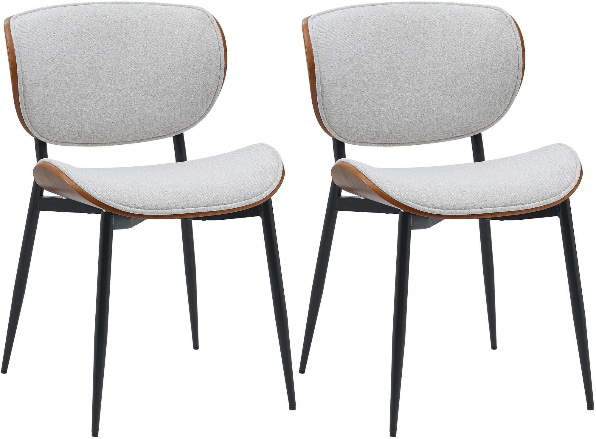 STUHL 2er Set Stoff Walnuss/Creme - Walnussfarben/Creme, Textil/Metall (50/80/54cm) - CLP