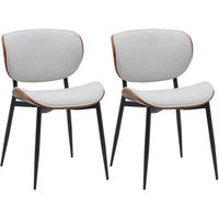 STUHL 2er Set Stoff Walnuss/Creme - Walnussfarben/Creme, Textil/Metall (50/80/54cm) - CLP