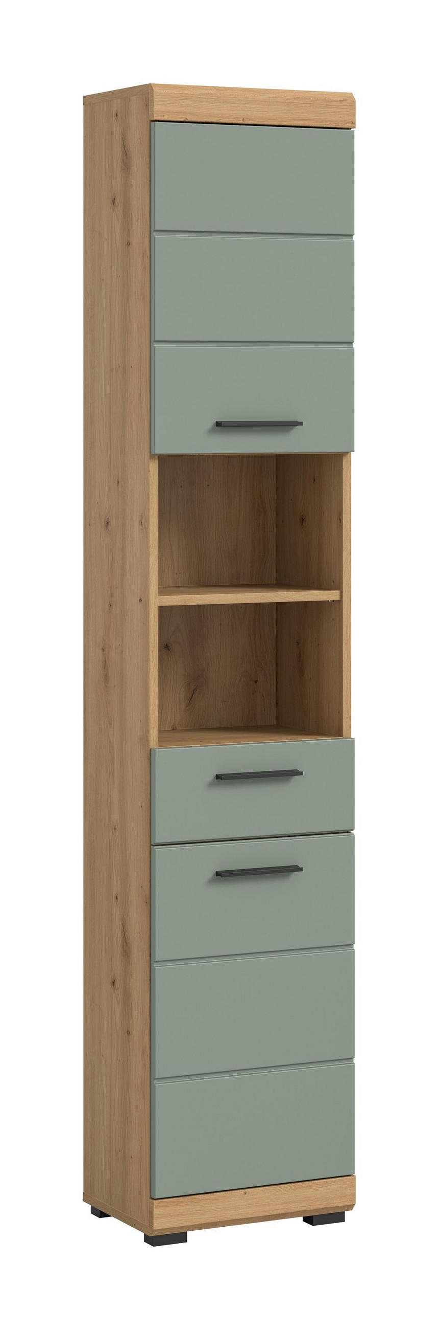 HOCHSCHRANK Scout Bad in Artisan Eiche Nachbildung und Salbei Nachbildung B/H/T: 37x191x31 cm - Eiche Artisan, Holz (37/191/31cm)