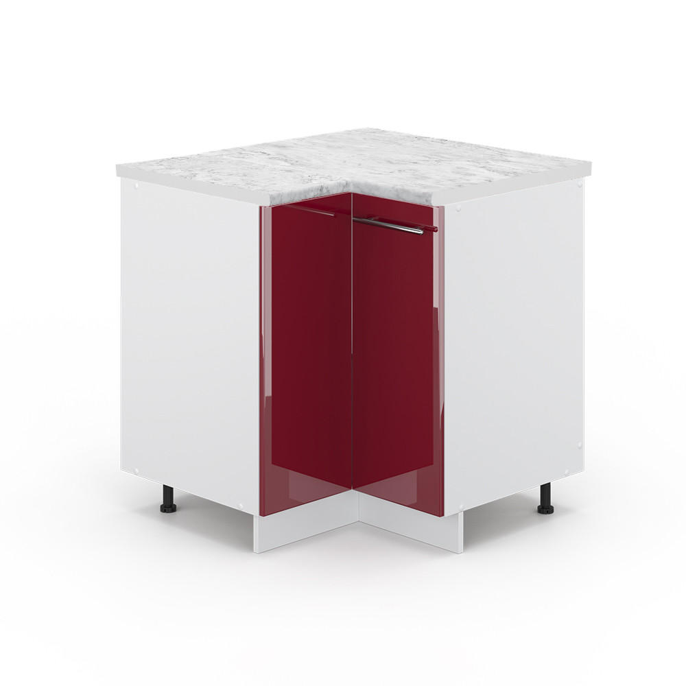 ECKUNTERSCHRANK Fame-Line Bordeaux Hochglanz 80.5 cm, AP Marmor - Bordeaux/Weiß, Holzwerkstoff (80.5/82/60cm) - Vicco