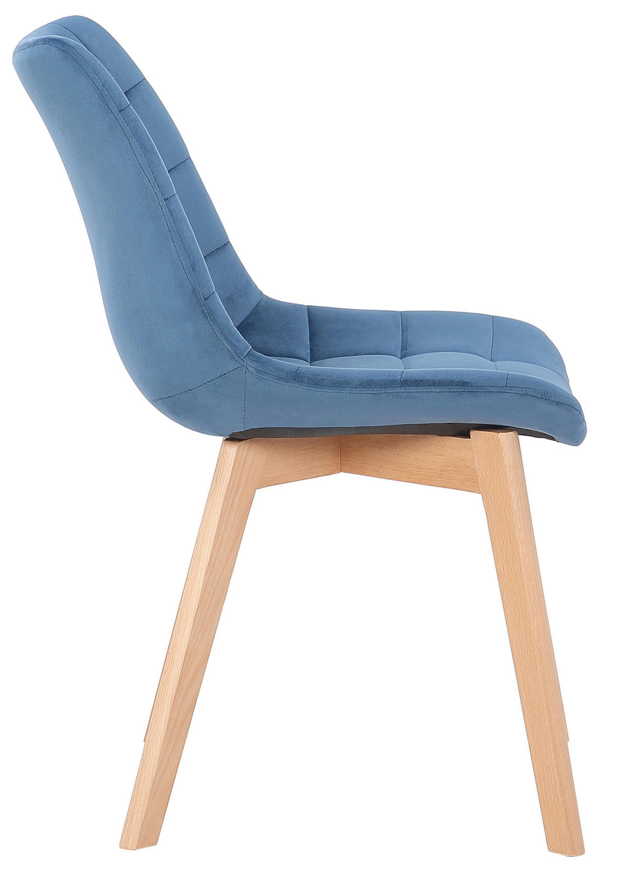 STUHL Samt Blau - Blau/Eukalyptusholzfarben, Holz/Textil (46/82/61cm) - CLP