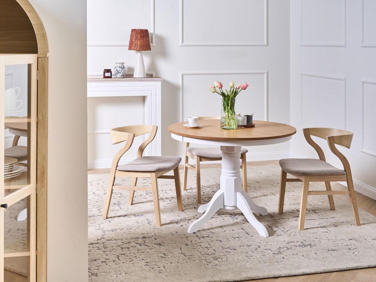 ESSTISCH Helle Esche 100/100 cm Holz Akron - Hellbraun/Weiß, Holz (100/100/76cm) - Beliani