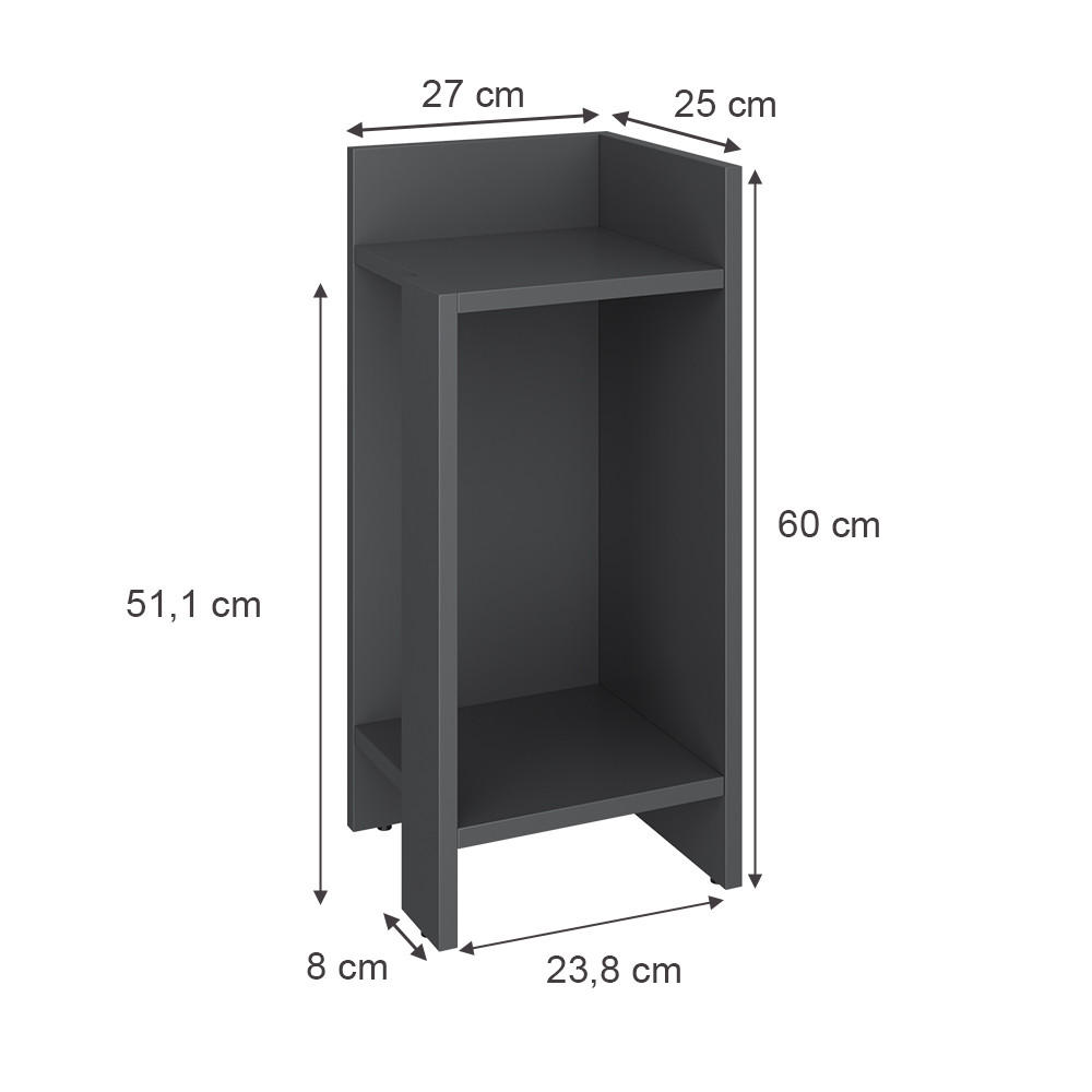 NACHTTISCH Lenar Anthrazit 27 x 60 cm 2er-Set - Anthrazit, Holzwerkstoff (27/60/25cm) - Vicco