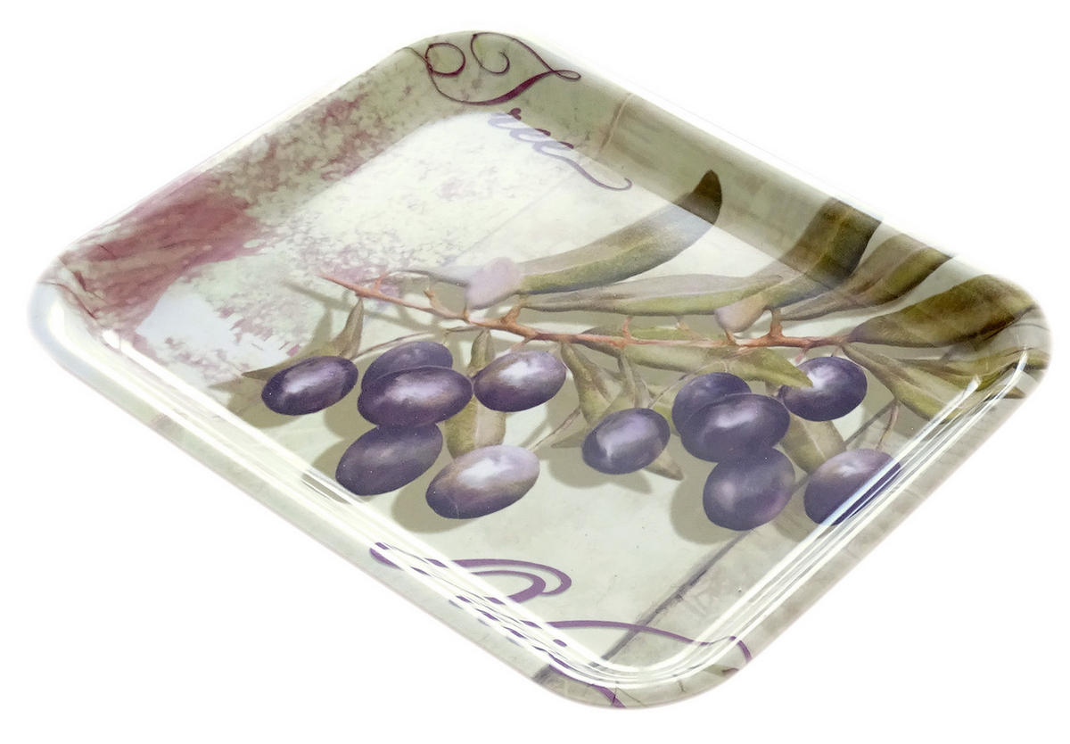 TABLETT Olivenbaum, rechteckige Melamin Serviertablett 31x23 cm - Grün, Kunststoff (23/2/31cm) - Lashuma